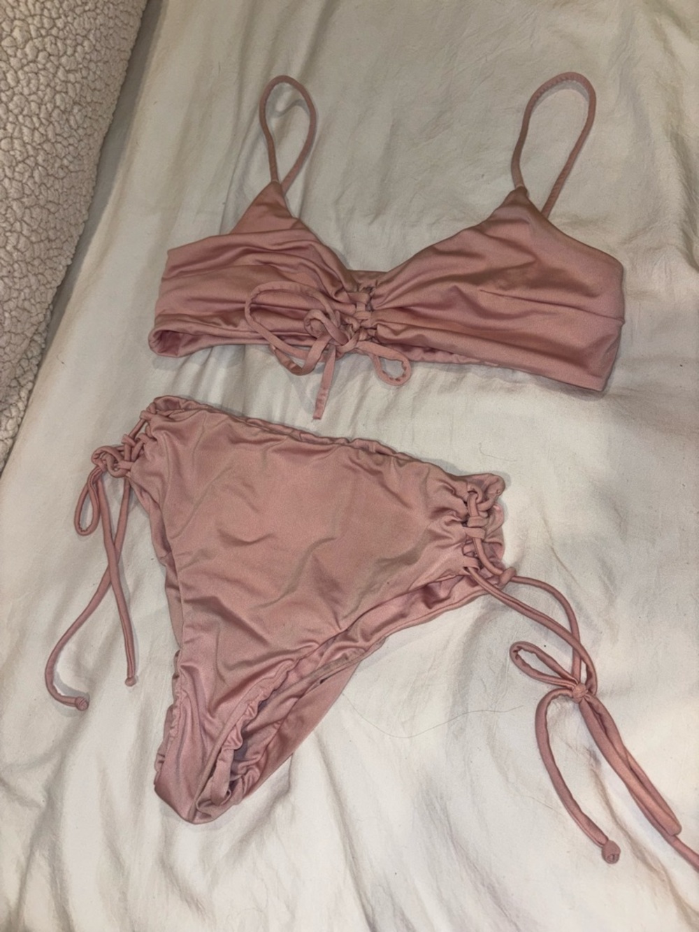 San Lorenzo Blush Pink Lace-Up Bikini Set